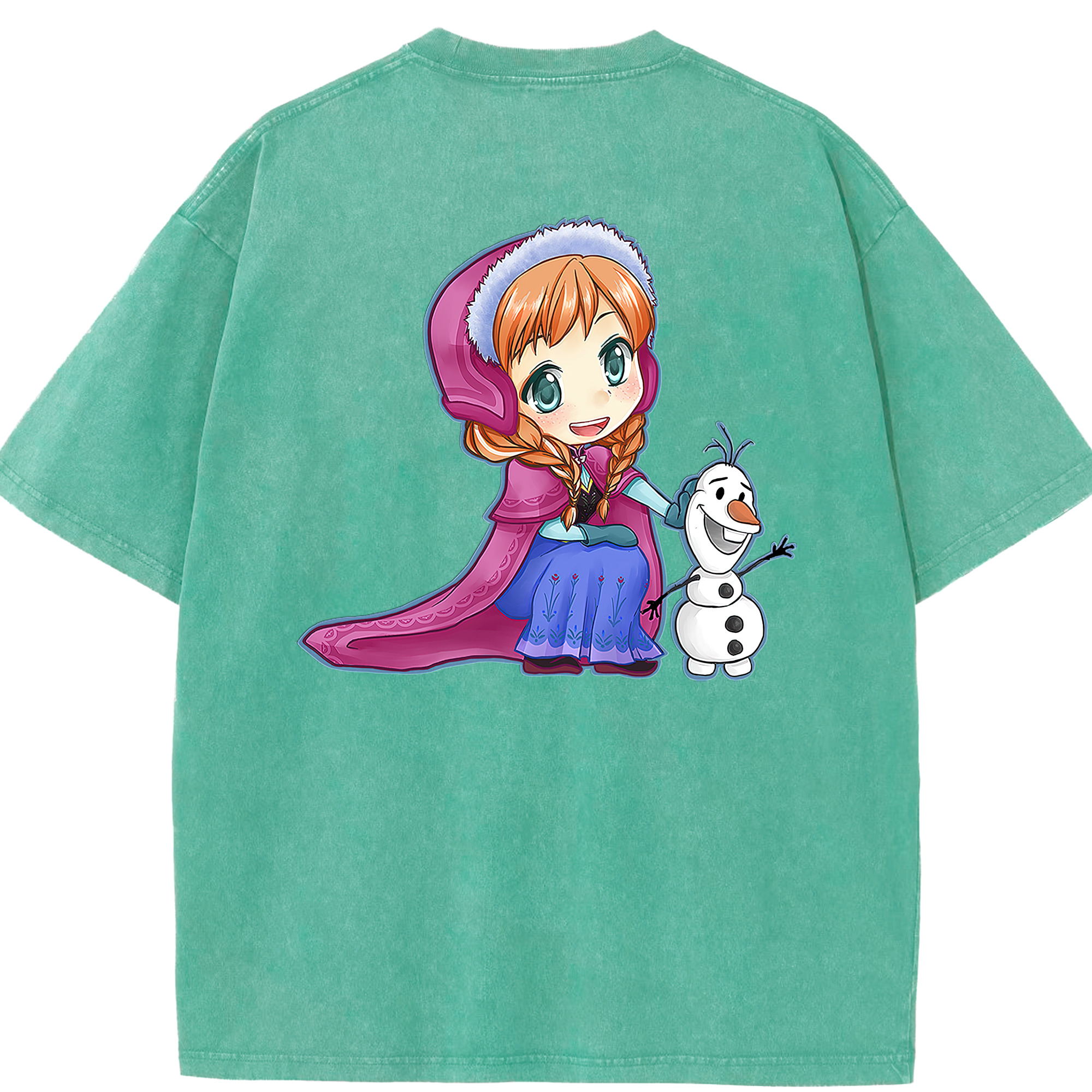 （画像用） アナと雪の女王 アンナ エルサ Frozen Anna Elsa 綿100% ヴィンテージ風 半袖Tシャツ（背面プリント）